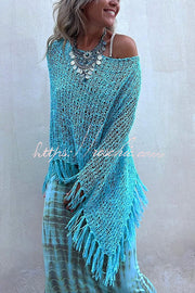 Hollow Out Tassel Knit Cover-Up Top | Batwing Sleeve