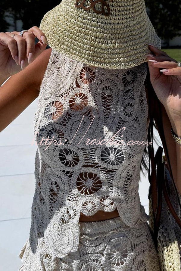 Crochet Lace Tank Top with Irregular Hem | Loose Boho Fit