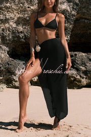Strappy Bikini Set with Floral Maxi Cover-Up Skirt