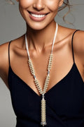 Long Pearl Seed Bead Necklace for Women