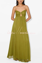 Metal Hollow Back Smocked Maxi Slip Dress – Vacation Style