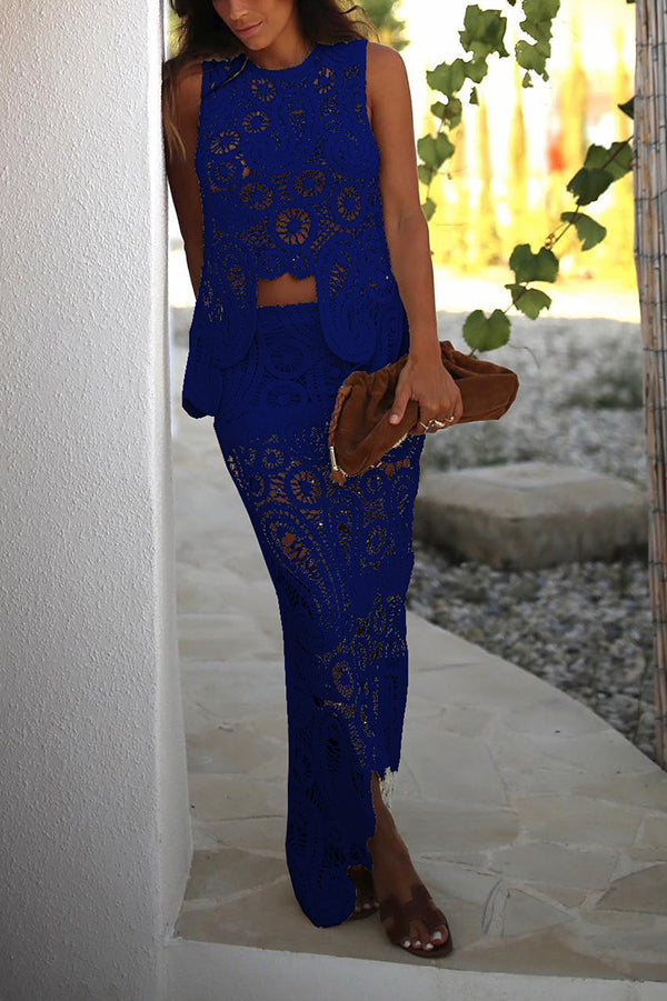 Crochet Lace Tank Top with Irregular Hem | Loose Boho Fit