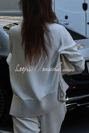Soft Turtleneck Sweatshirt & Elastic Waist Pants Lounge Set