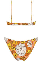 Floral Pleated Strap Bikini | Slim Fit Vacation Swimwear