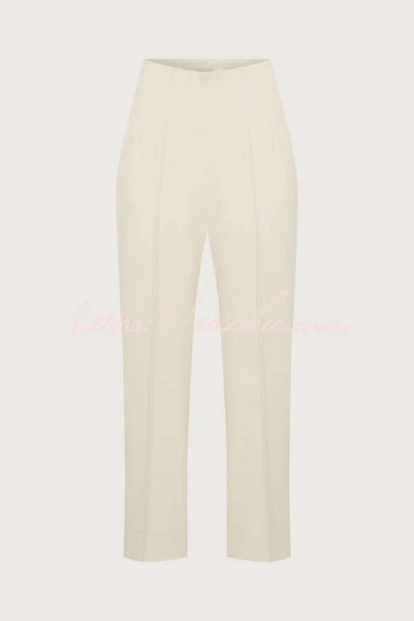 High Waist Straight Leg Pants with Pockets
