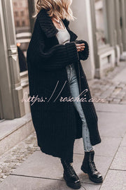 Chunky Knit Oversized Midi Cardigan with Pockets