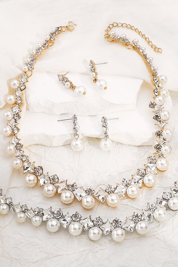 Baroque Pearl Necklace and Earring Set