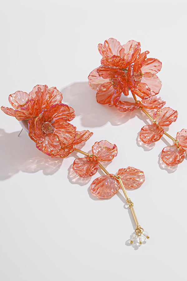 Tassel Floral Pearlescent Mermaid Drop Earrings