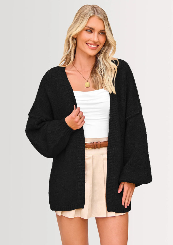 Oversized Cardigan Sweater for Women - Open Front Knit
