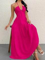 Women's Plain Dress, Summer Clothes Women, Casual Sleeveless Backless Dress for Beach Holiday Vacation, Ladies Summer Clothes