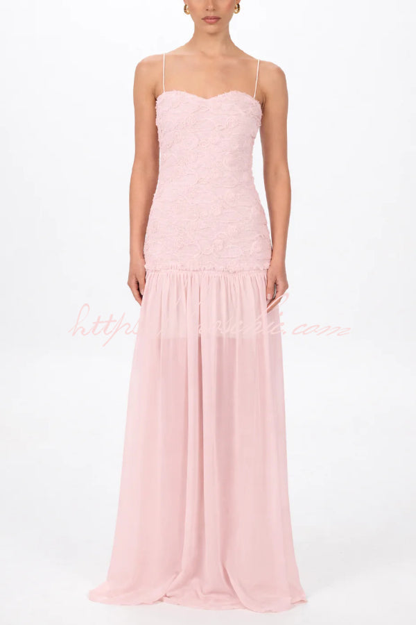 Floral Chiffon Strapless Maxi Dress – Off Shoulder Party Gown