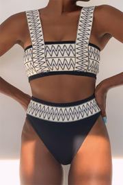 Ethnic Embroidery Bikini Set with Square Neck