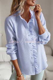 Chemise boutonnée à manches longues pour femmes, haut ample et décontracté