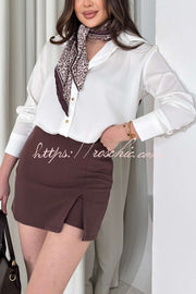 Satin Texture Long Sleeve Loose Shirt | Office Blouse