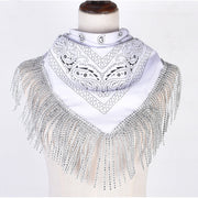 Retro Diamond Tassel Square Scarf – Polyester Accessory