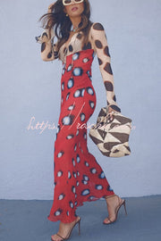 Animal & Butterfly Print Colorblock Maxi Dress