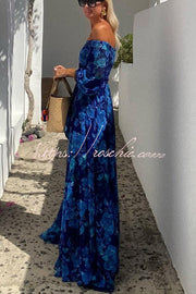 Floral Off-Shoulder Smocked Maxi Dress – Vacation Style