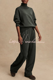 High-Neck Long Sleeve Sweatshirt and Loose Pants Lounge Set