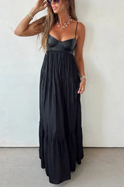Leather Patchwork Sleeveless Maxi Dress – Vacation Style