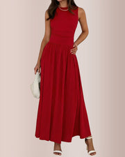 Sleeveless Ruched High-Waist Maxi Dress for Special Occasions