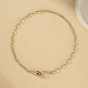 Vintage Ouroboros Rhinestone Necklace in Alloy Metal
