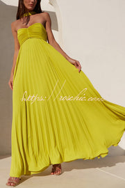 Off Shoulder Pleated Maxi Dress with Scarf – Party Gown