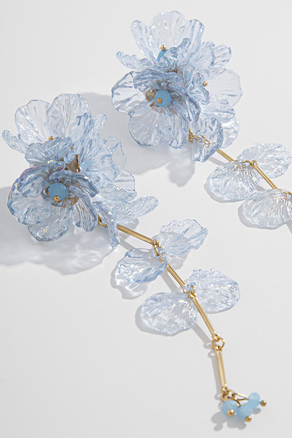 Tassel Floral Pearlescent Mermaid Drop Earrings