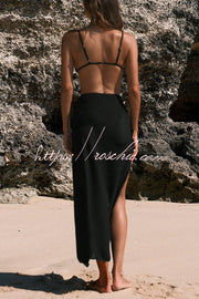 Strappy Bikini Set with Floral Maxi Cover-Up Skirt