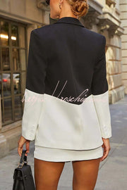Colorblock Long Sleeve Blazer and Mini Skort Set