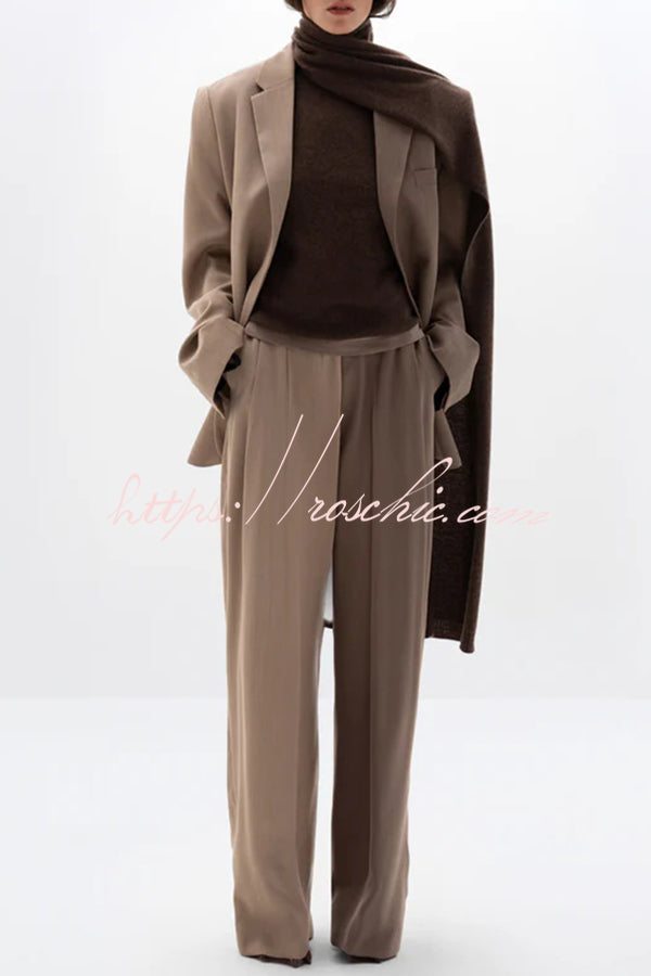 Two-Tone Oversized Blazer and Wide-Leg Pants Set