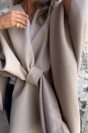 Women's Loose V-Neck Shawl Cape Jacket – Casual Long Sleeve