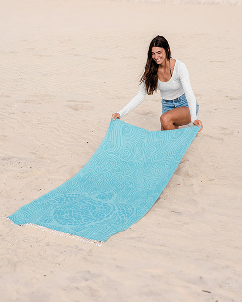 Microfiber Beach Towel Backpack with Sea Turtle Print