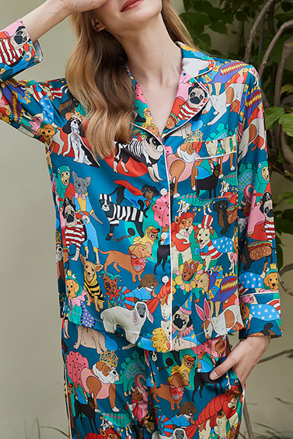 Halloween Dog Print Long Sleeve Two-Piece Set