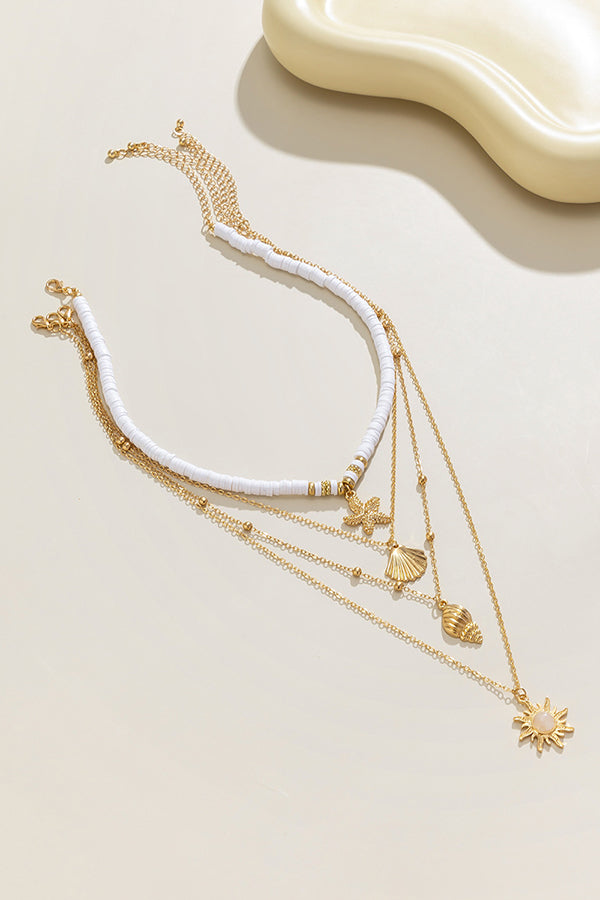 Collier Multicouche Coquillage de Perles de Bohême – Perle d'Imitation