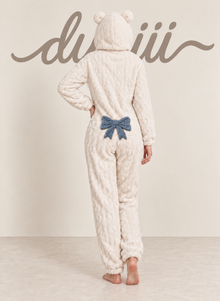 Duniii Original Bear-Ear Hooded Long Onesie with Back Bow
