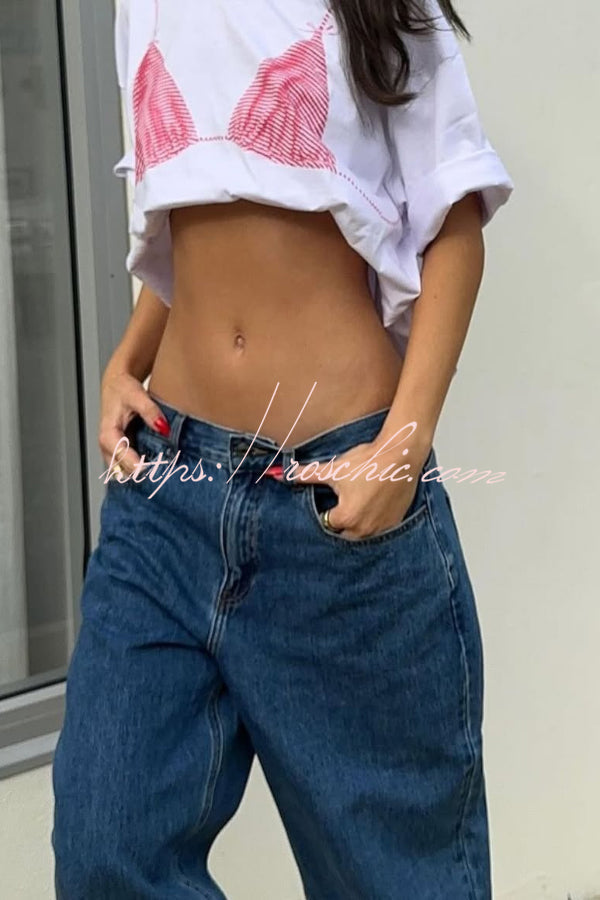 Printed Loose Crew Neck T-Shirt – Casual Short Sleeve Top