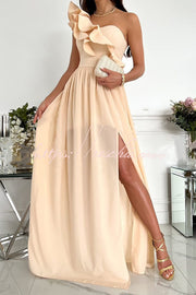 Ruffle One Shoulder Maxi Dress – Loose Fit Party Style