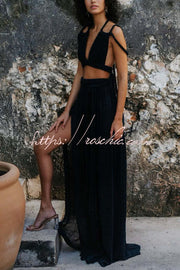 Draped Braids Crop Tank & Wrap Maxi Skirt Set