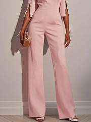 Beaded Round Neck Slim Fit Jumpsuit – Half Sleeve