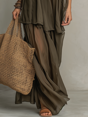 Sheer Tiered Skirt Set with Inner Slip – Sleeveless