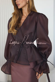Ensemble kimono en tulle et robe mi-longue en satin | Fête deux pièces