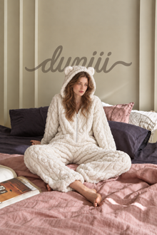 Duniii Original Teddy Bear Plush Hooded Romper