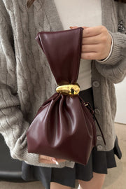 Retro Pleated Bucket Bag with Zipper Closure