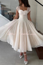 Sleeveless Square-Neck Tulle Maxi Dress for Parties