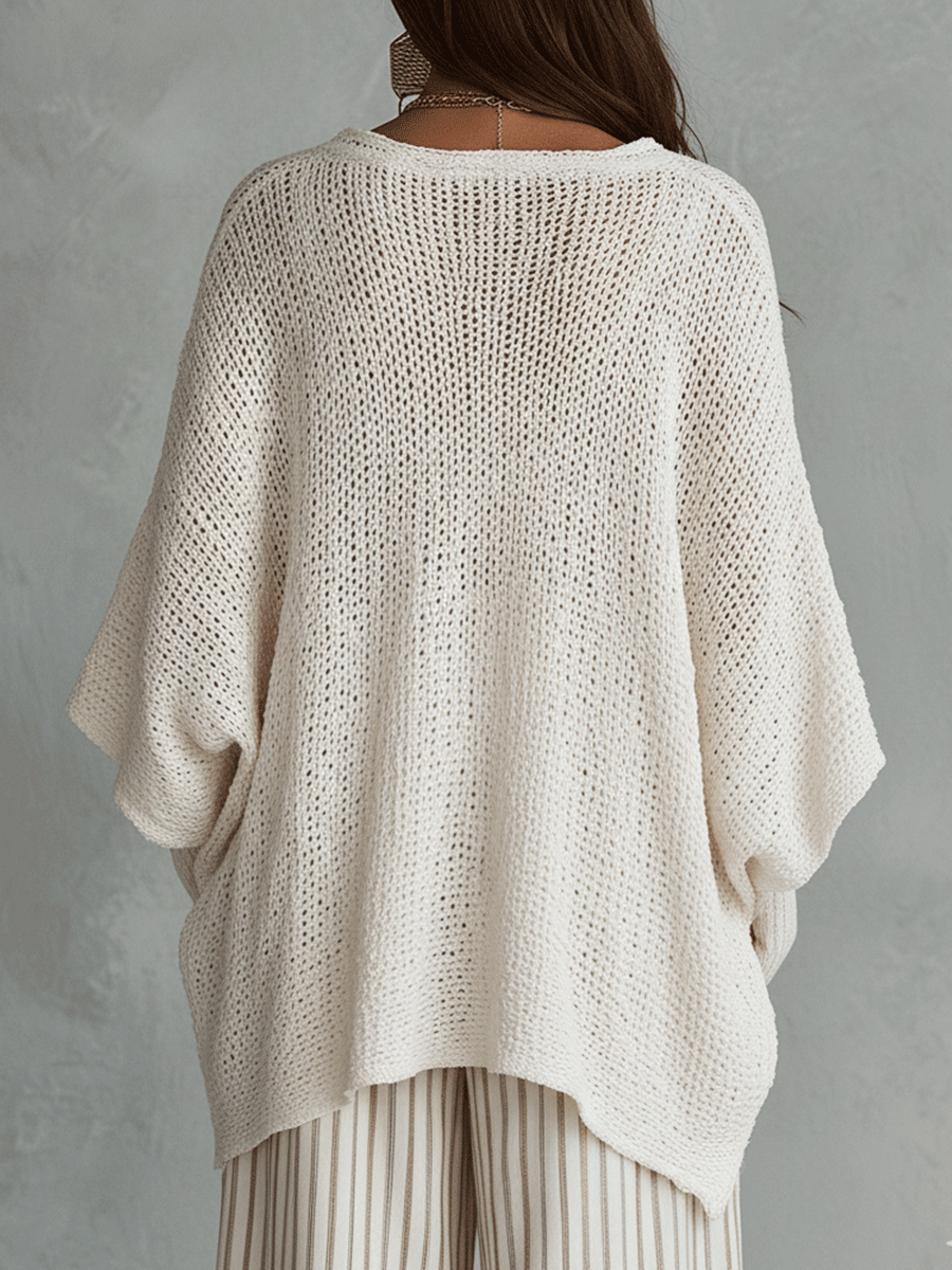 Neutral Bohemian Pullover Knit Sweater Top