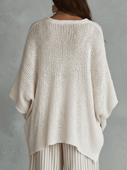 Neutral Bohemian Pullover Knit Sweater Top