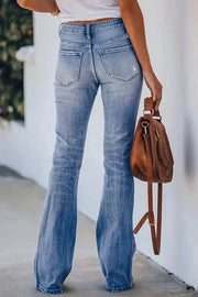 Ripped Stretch Denim Jeans with Pockets – Regular Fit