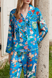 Carrot Rabbit Print Long Sleeve Two-Piece Lounge Set