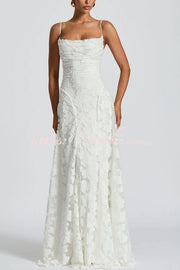 Floral Burnout Jersey Cowl Neck Lace-Up Maxi Dress
