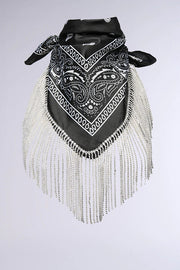 Retro Diamond Tassel Square Scarf – Polyester Accessory